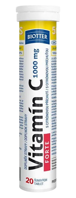 BIOTTER Vitamín C 1000 mg FORTE 20 šumivých tablet