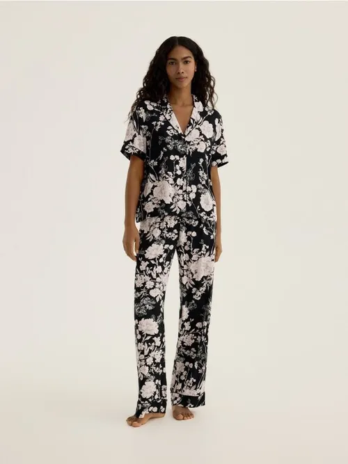 Reserved - Wzorzysta piżama dwuczęściowa - czarny
