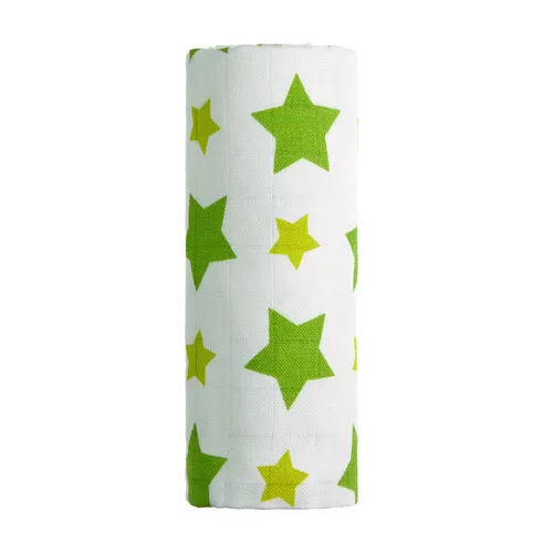 T-TOMI BIO Bambusová osuška, green stars / zelené hvězdičky