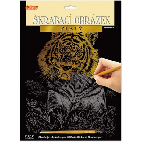 Škrábací obrázek gold tygr