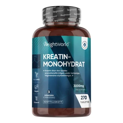 Kreatin Monohydrat 270 st, 3000mg - 3 månaders förbrukning
