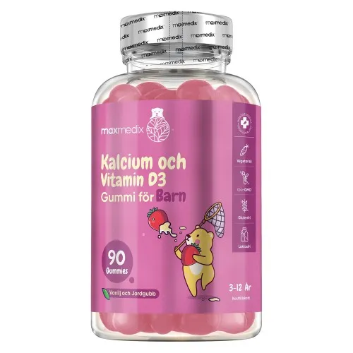 Kalcium och vitamin D3 Gummies, 90 st - Kosttillskott för barn