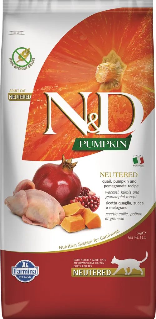 FARMINA N&D Pumpkin Cat neutered quail & pomegranate 5 kg