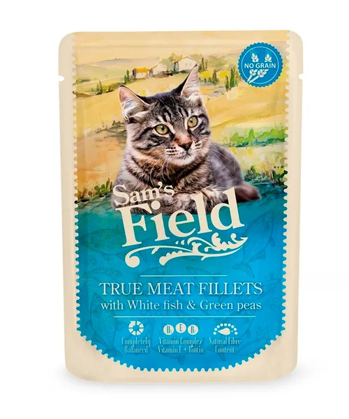 Sam's Field True Meat Fillets - White fish & Green peas 6 x 85 g
