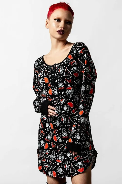 Női pizsama (hálóing) KILLSTAR - Gnomies Sleep - Fekete M