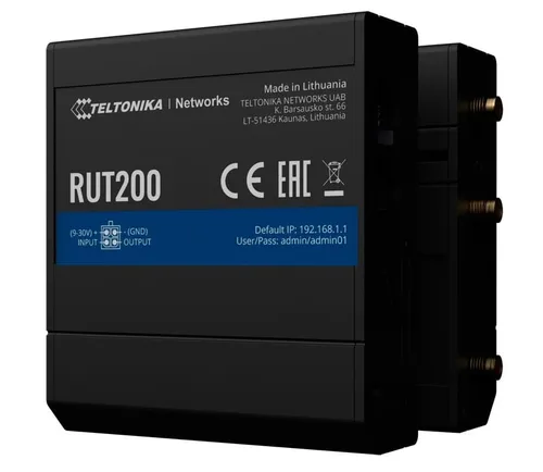 Router 4G, industrial, 2 porturi RJ45, Wi-Fi, 1x slot pentru SIM, Teltonika RUT200