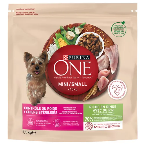 PURINA ONE Mini Weight Control / Sterilised Γαλοπούλα & Ρύζι - 18 kg (12 x 1,5 kg)