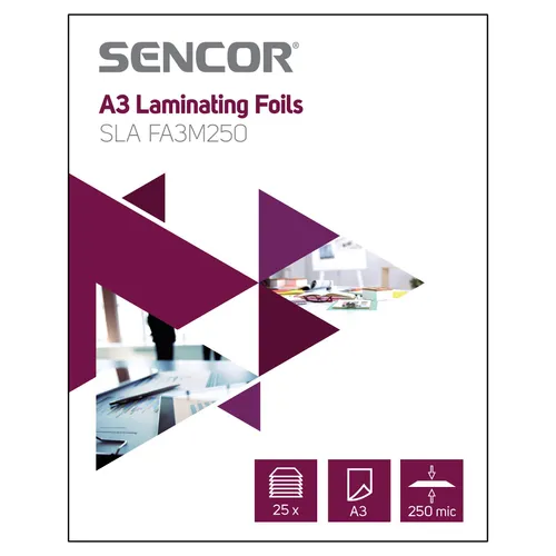 Sencor SLA FA3M250 A3 Laminovacia fólia Hrúbka fólie 2 x 125 mikrónov, Balenie 25 ks, .