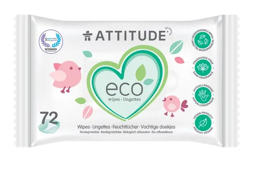 ATTITUDE Vlhčené ubrousky bez vůně 72 ks