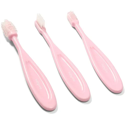 BabyOno Toothbrush escova de dentes para crianças Pink 3 un.