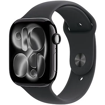 Apple Watch Series 11 Cellular 42mm Klavírně černý hliník s černým sportovním řemínkem - S/M