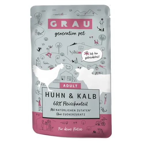 GRAU Adult Grain Free 16 x 125 g - Kyckling & kalv