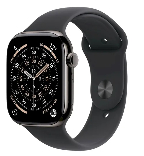 APPLE Watch 11 GPS + Cellular 46mm Břidlicově šedý titan s černým sportovním řemínkem - M/L