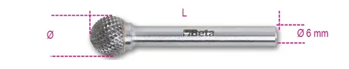 Beta tools Pilník rotační z karbidu, 426md/s, kulovýfi 12 x 11 x 56 mm, kolík fi 6mm
