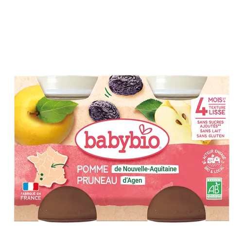 BABYBIO Príkrm jablko slivka (2x 130 g)
