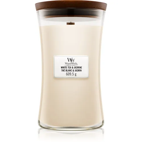 Woodwick White Tea & Jasmine vonná sviečka s dreveným knotom 609.5 g