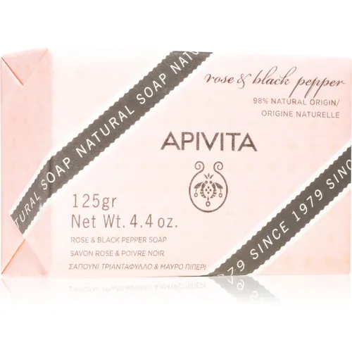 Apivita Natural Soap Rose & Black Pepper sapone detergente solido 125 g