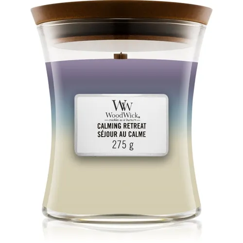 Woodwick Trilogy Calming Retreat vela perfumada con mecha de madera 275 g